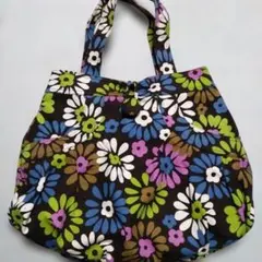 LAURA ASHLEY・北欧調花柄トートバッグ・グラニーバッグ・キャンバス地