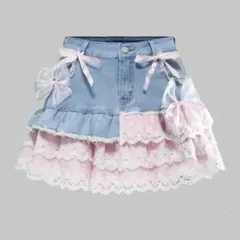 ROMWE リボンデニムミニスカート S