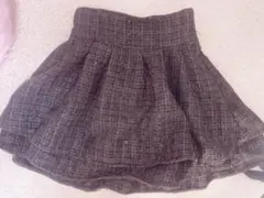 evelyn ブラック ツイードダブルフレアスカート