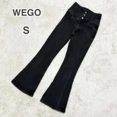美品✨WEGO ブラックブーツカットデニム（S）ハイウエスト 伸縮性あり タイト