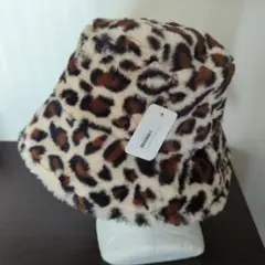 ヒョウ柄 バケットハット ファー素材