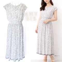 美人百花掲載 エニシス 洗えるプリーツワンピ 花柄 S 美品 ノースリーブ 春夏