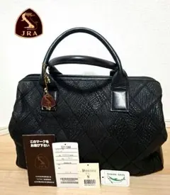 【各種タグ付き】JRA認定 SHARK SKIN ハンドバッグ ブラック