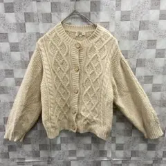 ★美品★Samansa mos2 Lagom ケーブルニットカーディガン　XL