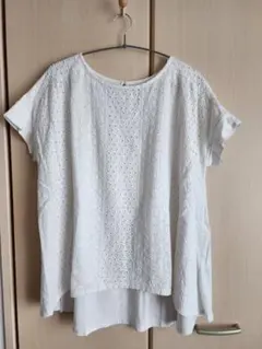刺繍 半袖Tシャツ ホワイト