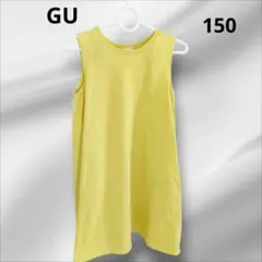 【GU】ジーユー　イエロー ノースリーブワンピース　チェニック150cmのサムネイル