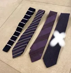 ネクタイ　まとめ売り　ストライプ　ボーダー　シルク　紫　ネイビー　セット　日本製のサムネイル