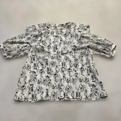 レトロガール フリーサイズ レディース ブラウス 半袖 フリル 花柄