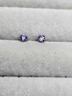 【アメジスト】高品質cz☆サージカルステンレスピアス