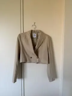 ZARA ベージュ クロップドテーラードジャケット