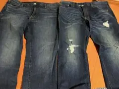 GU ダメージ加工 ダークブルー ジーンズ w33とストレートw34 2着セット