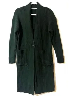 UNIQLO ウールリブニットコート　ダークグリーン カーディガン M