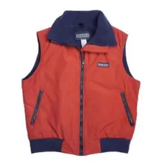 USA製 ビンテージ ランズエンド ナイロン フリース ベスト 赤 古着 80s