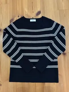 Mila Owenニット　黒×白ボーダー　Fサイズ　2025