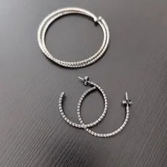 クリスタル装飾フープピアスとブレスレットのセット