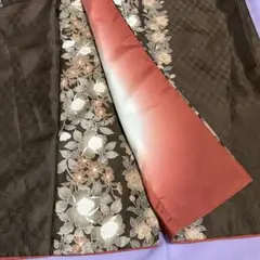 洗える着物 ブラウン 花柄のサムネイル