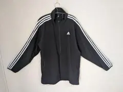 新品同様adidas ナイロン黒 ストライプトラックジャケット2XO 4L