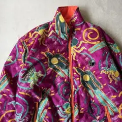 DUDE 幾何学模様 中綿ジャケット 紫パープル リバーシブル オレンジ