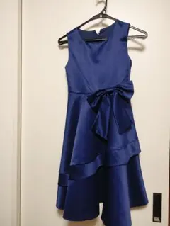 【美品】ネイビー リボン付き フレアドレス