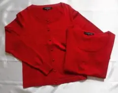 M-PREMIER アンサンブルニット 赤 36