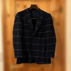 ビームス　Brilla ネイビー チェック柄 テーラードジャケット