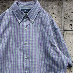 定番古着　Ralph Lauren 90s チェック 大きめ BD.半袖シャツ