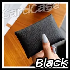 ♡ブラック♡本革風 カードケース 二つ折り 名刺ケース コインケース A11