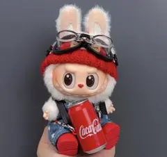 17cm ぬいぐるみ服 着せ替え　缶コカコーラ&サロペットセット　ラブブ