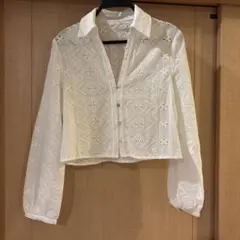 ZARA刺繍長袖シャツ クロップド丈