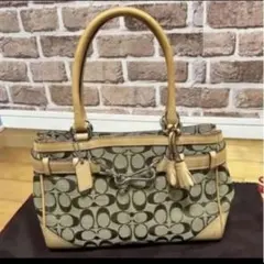 COACH F15665 シグネチャー タッセル ハンドバッグ ベージュ - メルカリ