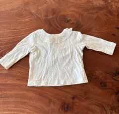 ホワイト フリル付き長袖Tシャツ 60 70cm レース　女の子