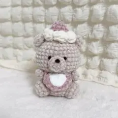 ピンクショートケーキ くま あみぐるみ キーホルダー