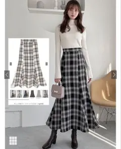 チェック柄ツイードマーメイドスカート[gc230]