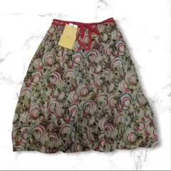 新品タグ付 Sybilla シビラ 総柄 ウール バルーンフレアスカート マルチ