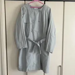 グレー ダブルブレスト ロングコート ベルト付き