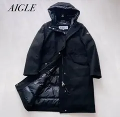 ホ*ん様 AIGLE ブラック ロングウールジャケット 38サイズ M相当 【美