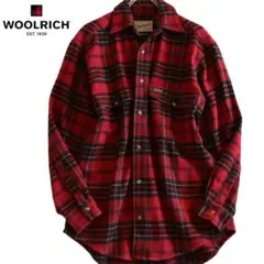 【WOOL RICH】厚手フランネルシャツ　長袖シャツ　チェック　赤黒★