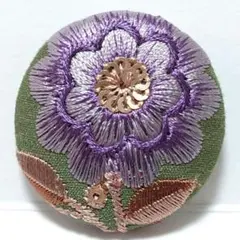 インド刺繍　№3621　カーキ紫　㊳ミリ