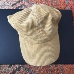 ベージュ コーデュロイ キャスケット帽子