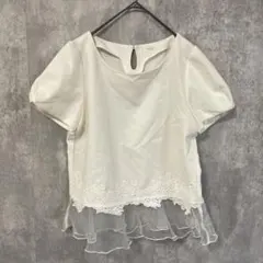 ASTORIA ODIER アストリアオディール　裾シアー　半袖ブラウス　Mのサムネイル