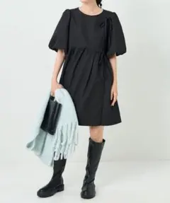 freak's store フクレジャガードパフスリーブリボンミニワンピース