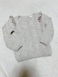 【H&M】80サイズ相当　ベージュ フリル付き ケーブル編みセーター
