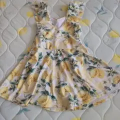 レモン柄 フリルワンピース水着 キッズ
