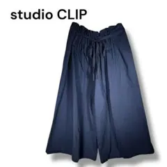 スタディオクリップ ガウチョパンツ 綿100% ネイビー L