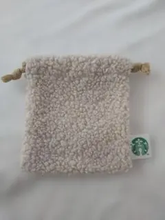 Starbucks フリース巾着ポーチ クリーム色