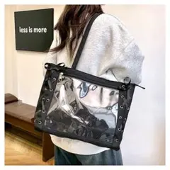 痛バッグ　推し活　黒　トートバッグ　リボン レースアップ　ライブ　大容量