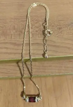 【6】ゴールドチェーン ネックレス パープルストーン