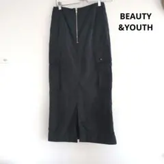 BEAUTY&YOUTH ナイロンカーゴタイトスカート ネイビー Sのサムネイル