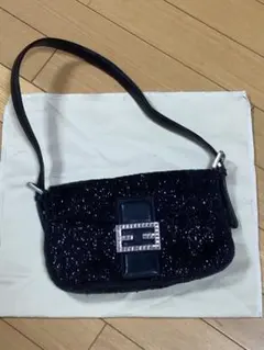 ビーズ装飾 黒 ショルダーバッグ パーティーバッグ