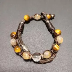 ルチルクォーツ、タイガーアイ　水晶　ブレスレット